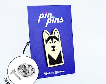 Siberian husky dog face Pin! Brooch, Badges, Animal pins, Cute pins, siberian husky, Dog Lovers, original gift, gift idea, black & brass