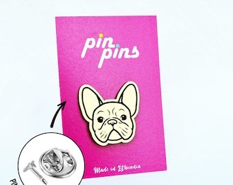 French bulldog head Pin! Brooch, Badges, Animal pins, french bulldog head, Dog Lovers, original gift, gift idea, black & brass