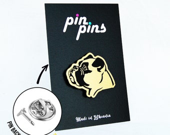 Boxer Dog Head Pin! Brooch, Badges, Animal pins, boxer head, Dog Lovers, original gift, gift idea, black & brass