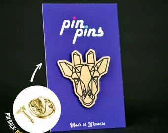 Jirafa Geométrica línea Pin! broche, insignias, alfileres de animales, alfileres lindos, jirafa, origami, pin africano, regalo original, idea de regalo, negro & latón
