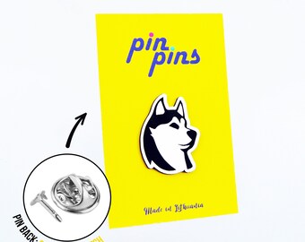 Siberian husky dog Pin! Brooch, Badges, Animal pins, Cute pins, siberian husky, Dog Lovers, original gift, gift idea, black & brass