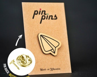Paperplane Airplane Origami Pin! brooch, badges, cute, plane, dream pin, Aerodynamic Pins, Origami, original gift, gift idea, black & brass
