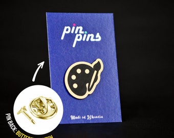 Artist Paint Palette with Brush Pin! - Pins, Badge, Brooch, Paint palette, Brush, Painting, black & brass