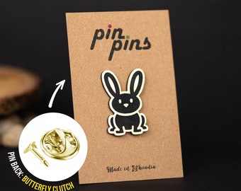 Rabbit Bunny Pin! - Pins, Badges, Brooch, Animal pins, Cute pins, Rabbit Lover, Bunny Lover, black & brass