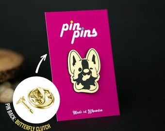 Dog Corgi Pin! -  Pins, Brooch, Badges, Animal pins, Cute pins, Corgi, Cute pin, Corgi, Dog Lovers, black & brass