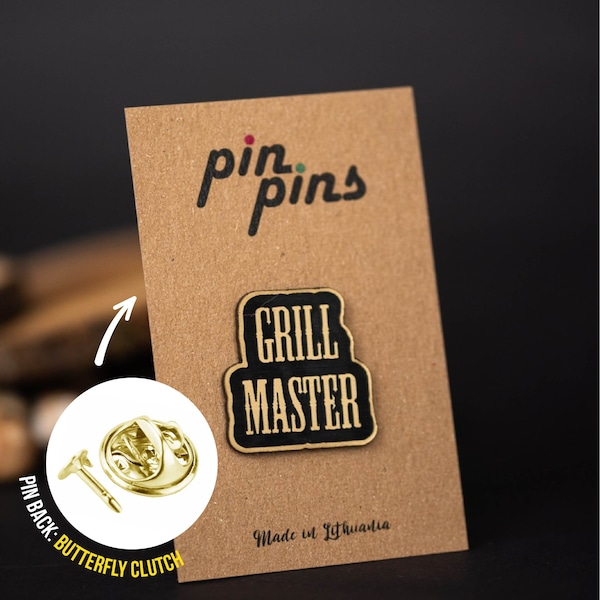 Grill Master BBQ Pin! BBQ Pin - badges, brooch, Grilling, grill pins, food burger grill lover pin, food pin, BBQ Lover Gift, black & brass