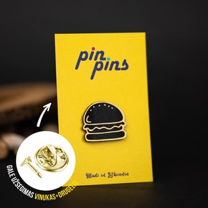 Burger Cheeseburger Pin! - pins, burger pins, food pins, food burger lover pin, cute pin, Cheeseburger Lover, Food lover, black & brass