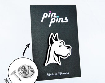 Great Dane dog Pin! Brooch, Badges, Animal pins, great Dane head, Dog Lovers, original gift, gift idea, black & brass, scooby doo