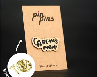 Groomsmen Pin! Badges, Brooch, Wedding Pin, Team Groom, Gift for Groomsman, Gift from Groom, Bachelor Party, Man Party Pins, black & brass