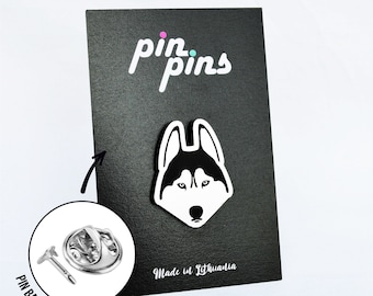 Siberian husky dog Pin! Brooch, Badges, Animal pins, Cute pins, siberian husky, Dog Lovers, original gift, gift idea, black & brass