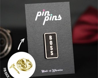 BOSS day gift Pin! - badges, brooch, boss day, BOSS, manager gift pin, Office, Men Boss, Girl Boss, Women Boss, Best Boss, black & brass