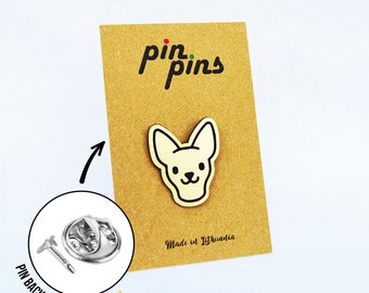 Chihuahua dog face Line Pin! Brooch, Badges, Animal pins, Cute pins, chihuahua, Dog Lovers, original gift, gift idea, black & brass