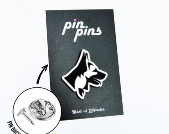 Schäferhund Kopf Profil Pin! Brosche, Anstecker, Tiernadeln, Hundeliebhaber, originelles Geschenk, Geschenkidee, schwarz & messing