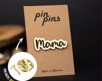 Best Mama Pin! Mum Mom Mother Mommy Pin - family pins, Mother's Day, Gift Pins for Parents, Greatest Mother, brooch, badges black & brass