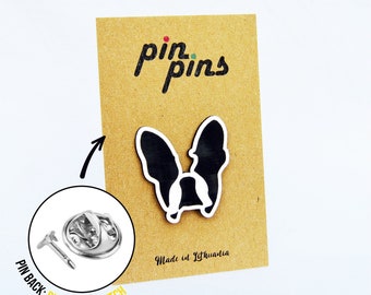 French bulldog head Lines Pin! Brooch, Badges, Animal pins, french bulldog head, Dog Lovers, original gift, gift idea, black & brass