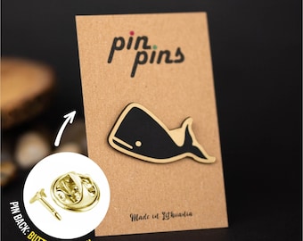 Whale Pin! - pins, brooch, badges, animal pins, cute pins, whale pin, whale, ocean, sea lovers, black & brass