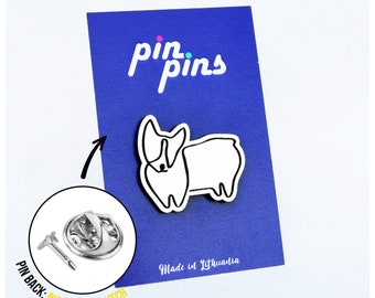 Elegant Corgi Dog Geometric Line Pin! Brooch, Badges, Animal pins, Cute pins, Corgi, Dog Lovers, original gift, gift idea, black & brass