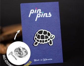 Turtle Geometric line Pin! - pins, animal pins, cute pins, turtle pin, brooch, badges, black & brass