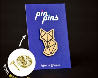 Fox Smart Geometric line Pin! Badges, Brooch, Animal pins, Cute pins, FOX pin, Smart FOX pin, original gift, gift idea, black & brass