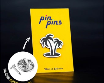 Palm Tree Pin! - pins, badges, brooch, tropical plant pins, Island tree, Clothing accessory, gift, Plant Lover Summer Beach, black & brass