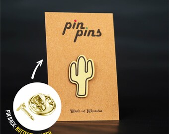 Cactus Pin! - pins, badges, brooch, cactus tropical plant pins, Clothing accessory, gift for Plant Lover, black & brass