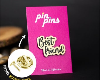 Best Friends Pin! - pins, BBF pins, cute pins, Friends 4 Ever, badges, brooch, Speech Pin, black & brass