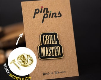 Grill Master BBQ Pin! BBQ Pin - badges, brooch, Grilling, grill pins, food burger grill lover pin, food pin, BBQ Lover Gift, black & brass