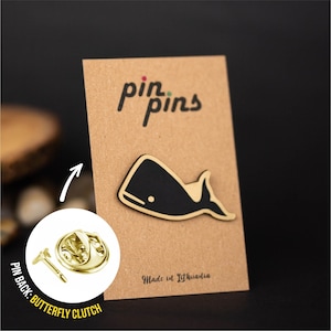 Whale Pin! - pins, brooch, badges, animal pins, cute pins, whale pin, whale, ocean, sea lovers, black & brass