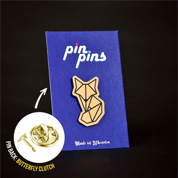 Fox Smart Geometric line Pin! Badges, Brooch, Animal pins, Cute pins, FOX pin, Smart FOX pin, original gift, gift idea, black & brass