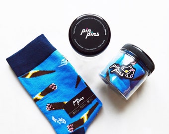 Cigars Pattern light blue/dark blue Socks Gift Pack, Crew, Embroidered Casual Cotton, Gift for Him, Men Socks