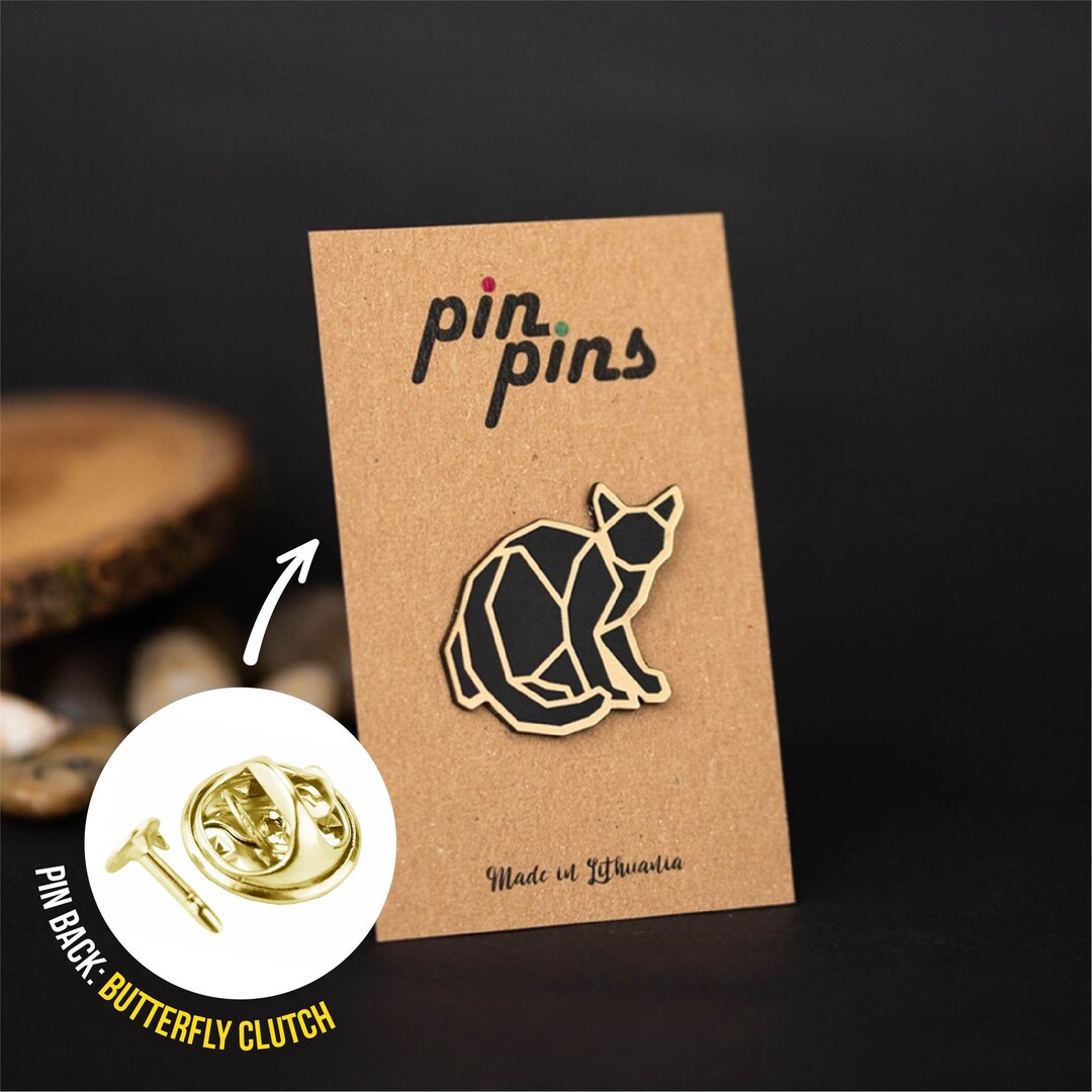 Triangular Cat Pin Black Cat Geometric Line Pin! - Pins, Brooch, Badges, Animal Pins, Cute ...