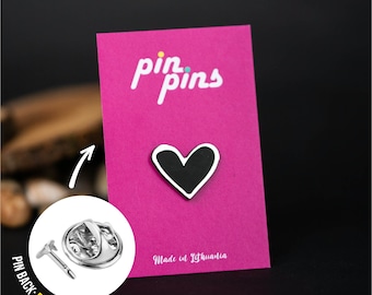 Heart Love Pin! - cute pins, brooch, geometric line, heart pin, love day, Valentine's day Pin, Valentine's Day Gift, Love Gift black & brass