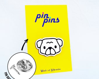 Pug dog face Pin! Brooch, Badges, Animal pins, Cute pins, pug, Dog Lovers, original gift, gift idea, black & brass