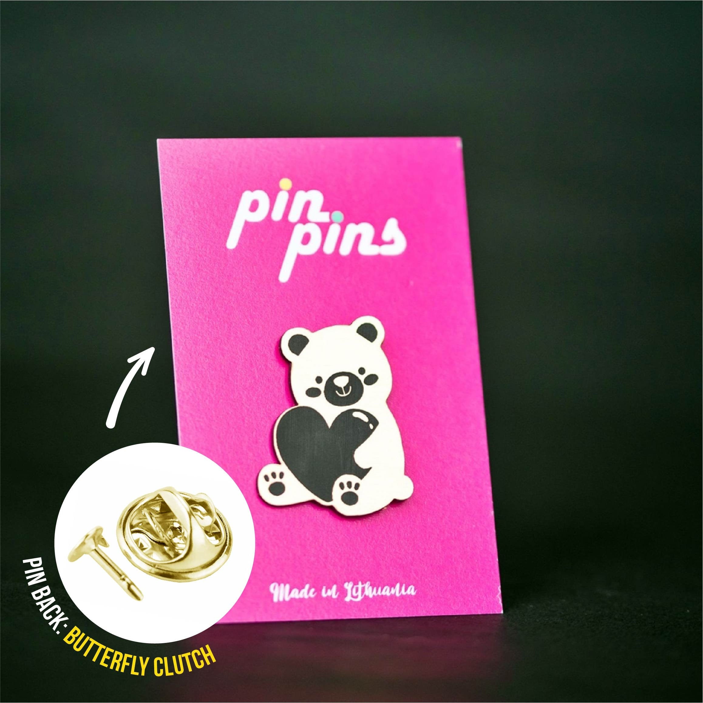 Teddy Bear Love Pin! cute pins, bear pin, badges, brooch, love day, Valentine's day Pin, Valentine's Day Gift, Love Gift, black & brass