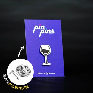 Pin amateur de verre de vin badges, broches, épingles à vin, cadeau barman, Jadore le vin, noir et laiton, Lover Alcohol, Cocktails image 2