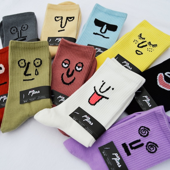 Funny Crazy Face Socks Colored Original Gift Pack Best Gift - Etsy
