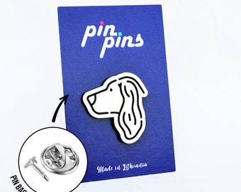 Spaniel o Perro Setter Head Pin! Broche, Insignias, Alfileres de animales, Alfileres lindos, Spaniel, Setter, Amantes de los perros, regalo original, idea de regalo, negro y latón