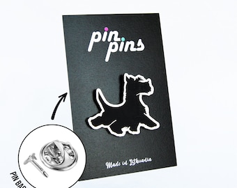 Scottish terrier silhouette Dog Pin! Brooch, Badges, Animal pins, Scottish terrier, Dog Lovers, original gift, gift idea, black & brass