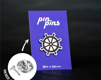 Ship wheel boat Sea Pin! - pins, brooch, badges, gift idea, Clothing accessory pin, Captains Military pin, Marine sea Pin, black & brass