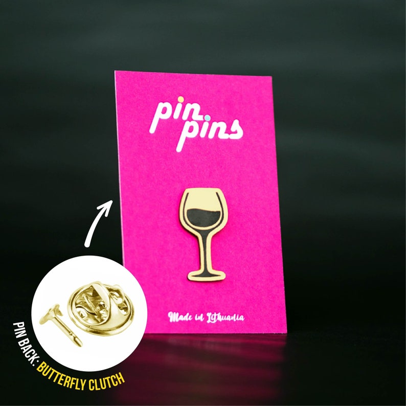 Pin amateur de verre de vin badges, broches, épingles à vin, cadeau barman, Jadore le vin, noir et laiton, Lover Alcohol, Cocktails image 1