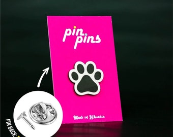 Animal Print paw Pin! - pins, badges, animal lovers pins, cute pins, gift, Clothing accessory pin, cat dog animal paw print, black & brass