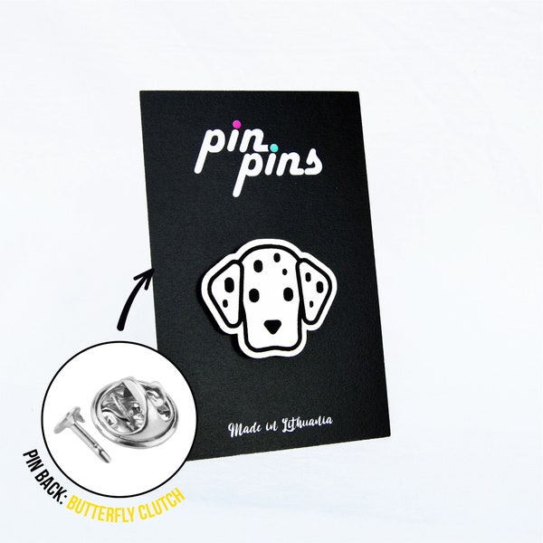 Dalmatian Dog Head Pin! Brooch, Badges, Animal pins, Dog Lovers, original gift, gift idea, black & brass, Dalmatian, firefighter dog