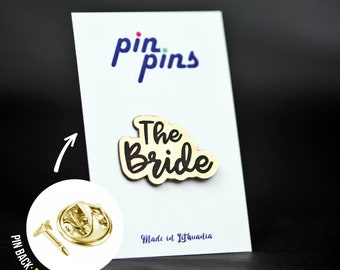 The Bride Pin! Hen Party, Badges, Hen Party Badge, Bachelorette Party, Bridal gift, Wedding Pin, Bride to be, Bride gift, black & brass