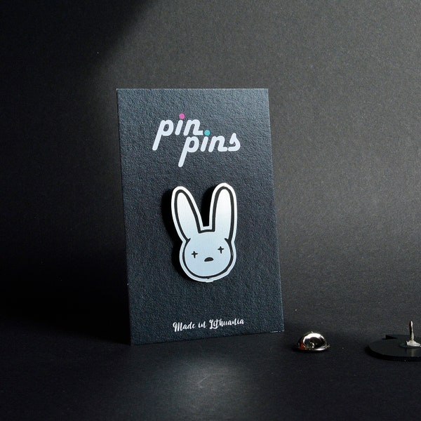 Bad bunny funny pin badge  , Pins, badges, brooch, funny pin, Humor Pin, original gift idea, black & brass