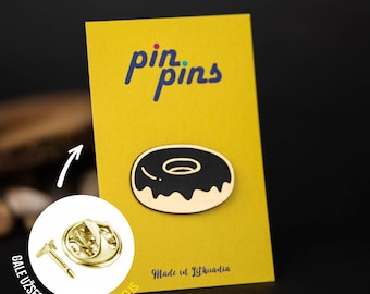 Donut Doughnut Pin! - pins, badges, brooch, mm... donut pins, food pins, food donut lover pin, cute pin, Doughnut Lover gift, black & brass