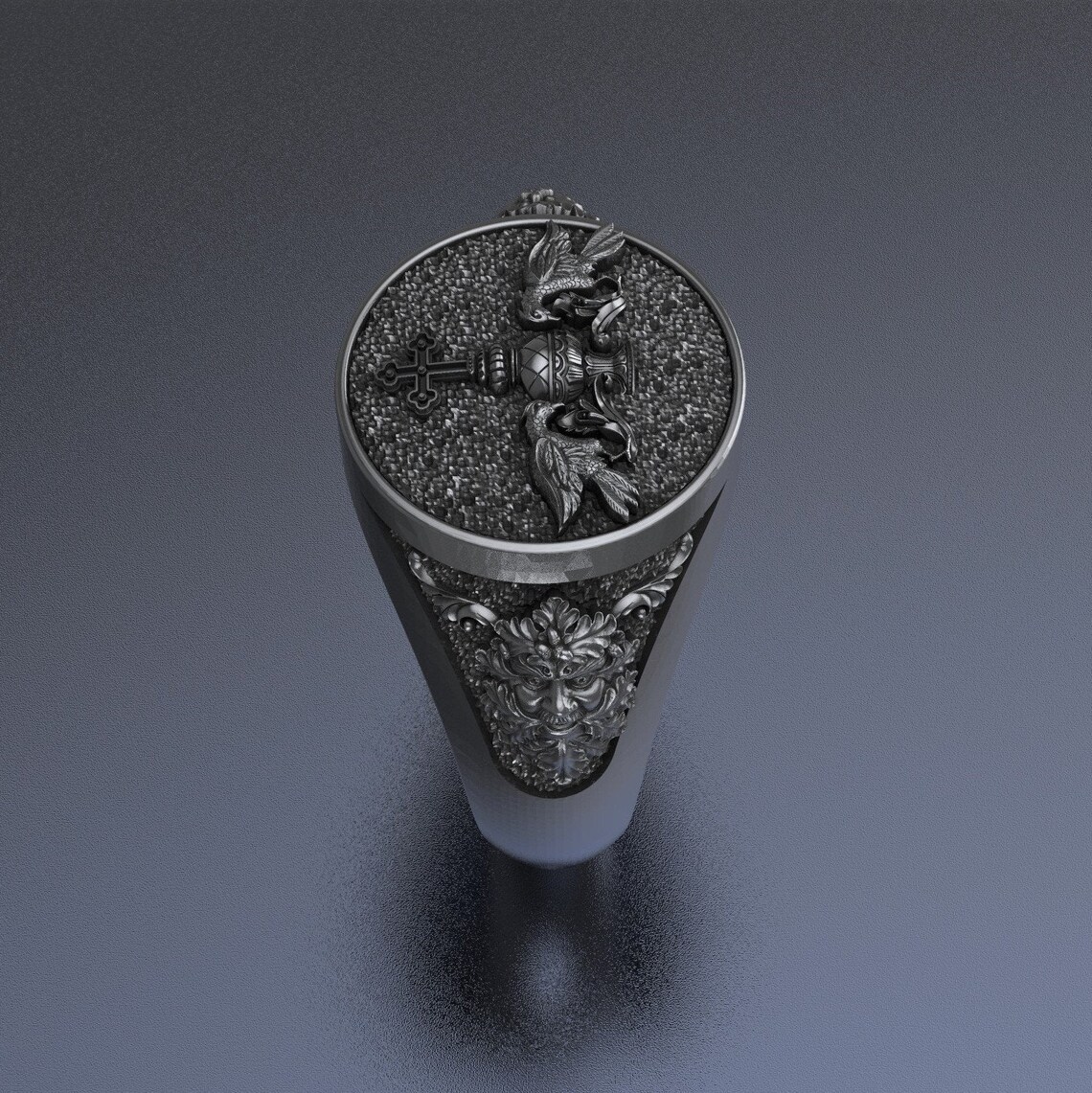 Holy Baptism Ring Mythologicalphoenixcross Silver Etsy
