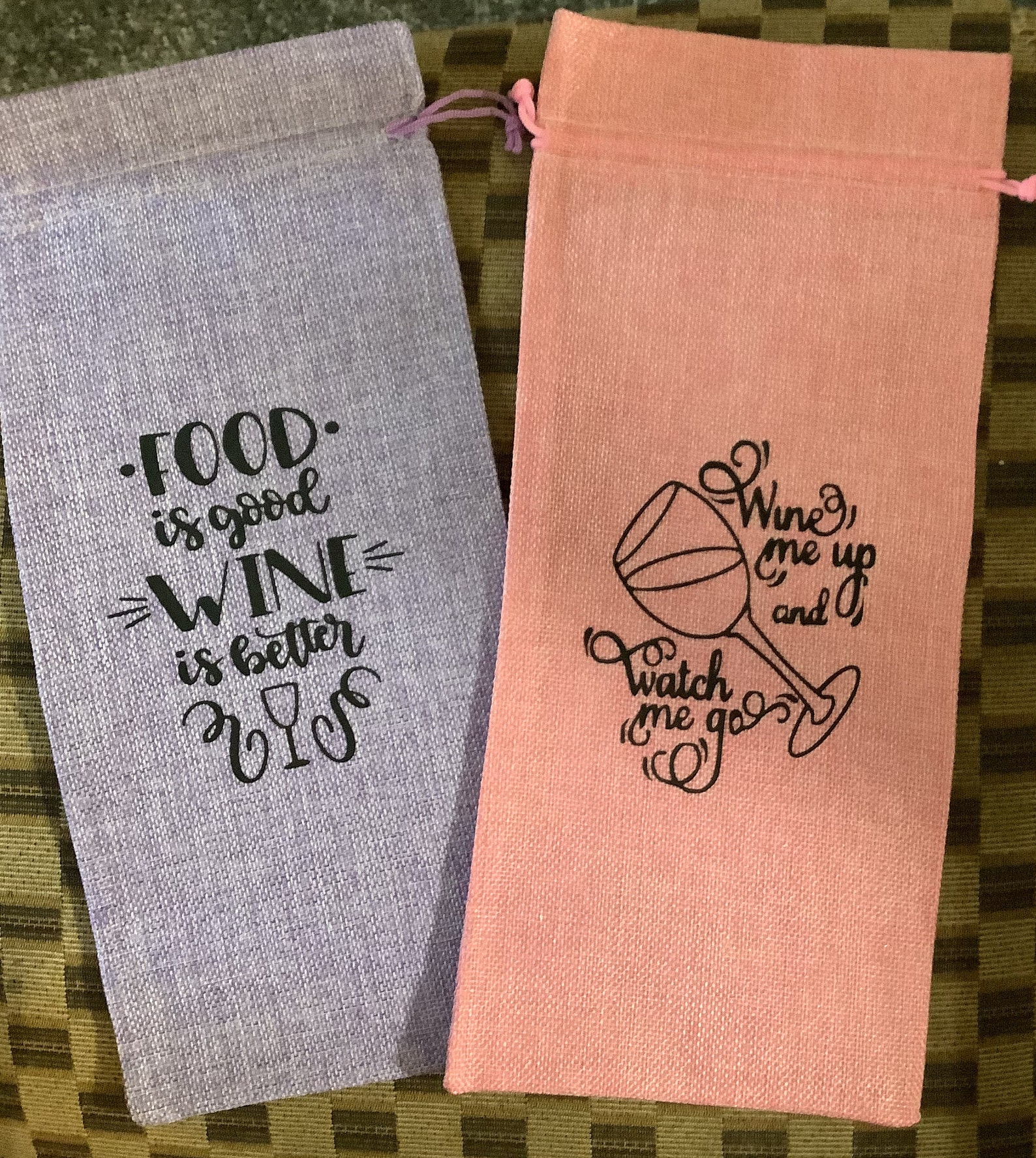 Wine bags custom burlap gift wrapping ideas funny gifts Etsy