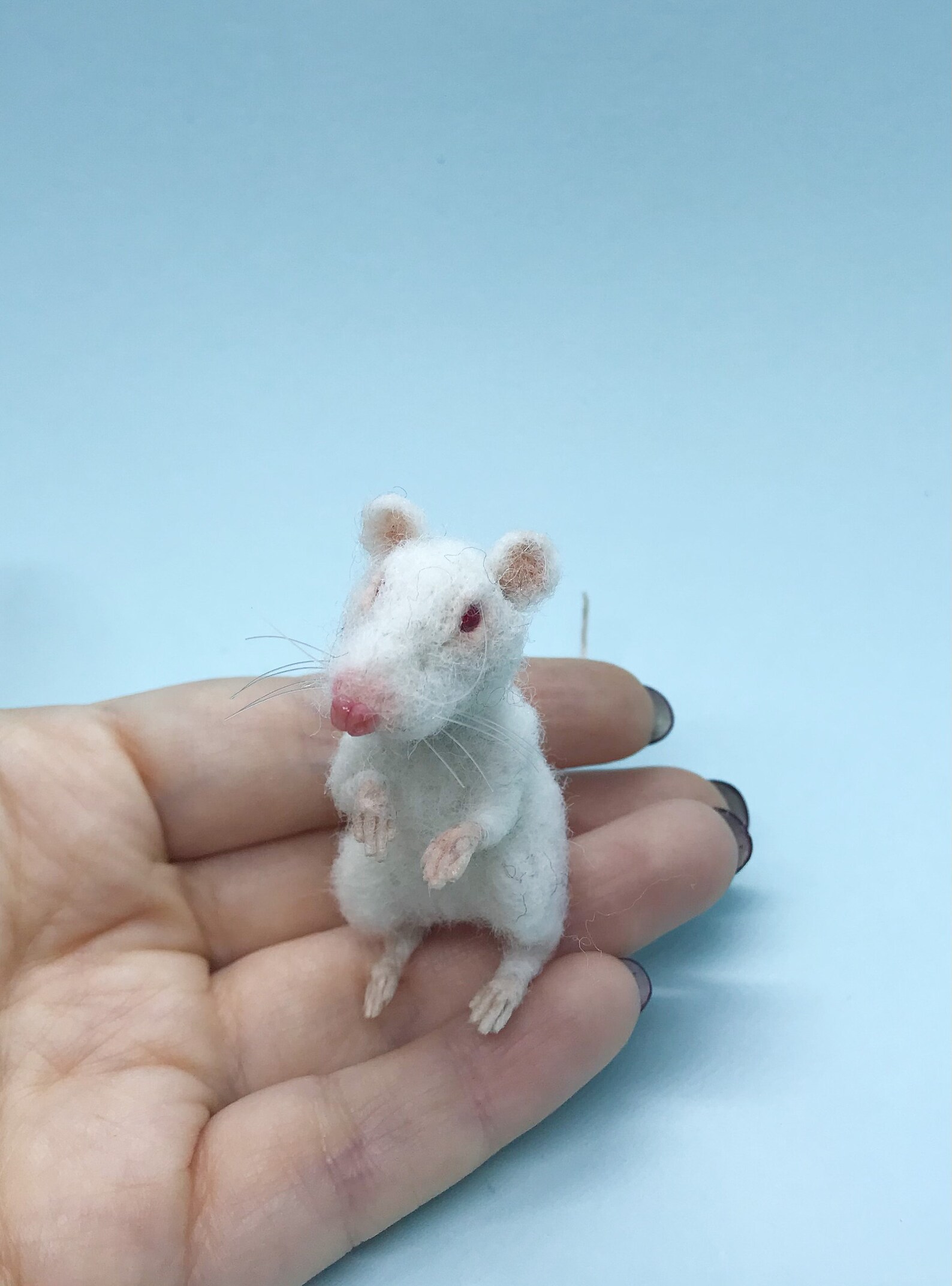 Souris blanche miniature réaliste souris feutre daiguille Etsy