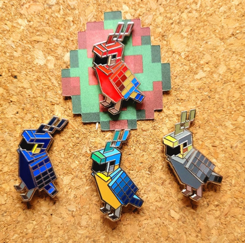 Minecraft Inspired Pixel Parrots Enamel Pins - Etsy