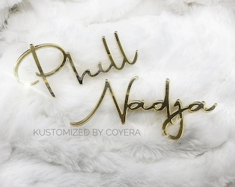 Cute 1.5 inch Laser Cut Wedding Name Place Cards, Personalized Wedding Party Laser Cut Name Plate Setting Guest Name Cutout